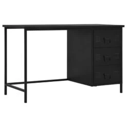 VidaXL Bureau Met Lades Industrieel 120x55x75 Cm Staal Zwart
