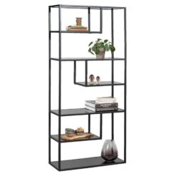 WOOOD Boeken Kast Teun - Zwart - 188x85x35 Centimeter -VIDAXL Winkel 11600740 0330