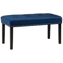 Beliani Hocker YORKTON - Blauw Fluweel