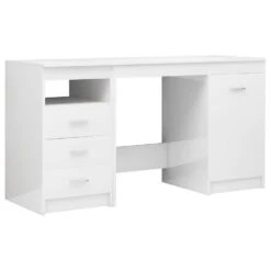 VidaXL Bureau 140x50x76 Cm Spaanplaat Hoogglans Wit