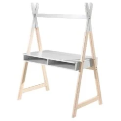 Vipack Kinderbureau Tipi - Wit/hout - 116x75 Cm