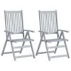 VidaXL Tuinstoelen 2 St Verstelbaar Massief Acaciahout Grijs -VIDAXL Winkel 1268775636