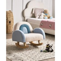 OMBO - Schommelstoel Voor Kinderen - Lichtblauw - Bouclé -VIDAXL Winkel 129b1e43151141038daad95238a535e1