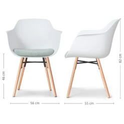 Nolon Nena-Liz Eetkamerstoel Wit - Armleuning - Zacht Groen Kussen -VIDAXL Winkel 135c8738a33f4bcfb150904fe73c42f4