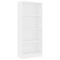 VidaXL Boekenkast 4 Schappen 60x24x142 Cm Bewerkt Hout Hoogglans Wit