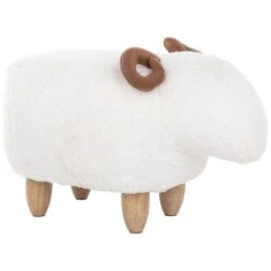 Beliani Hocker LAMB - Wit Polyester