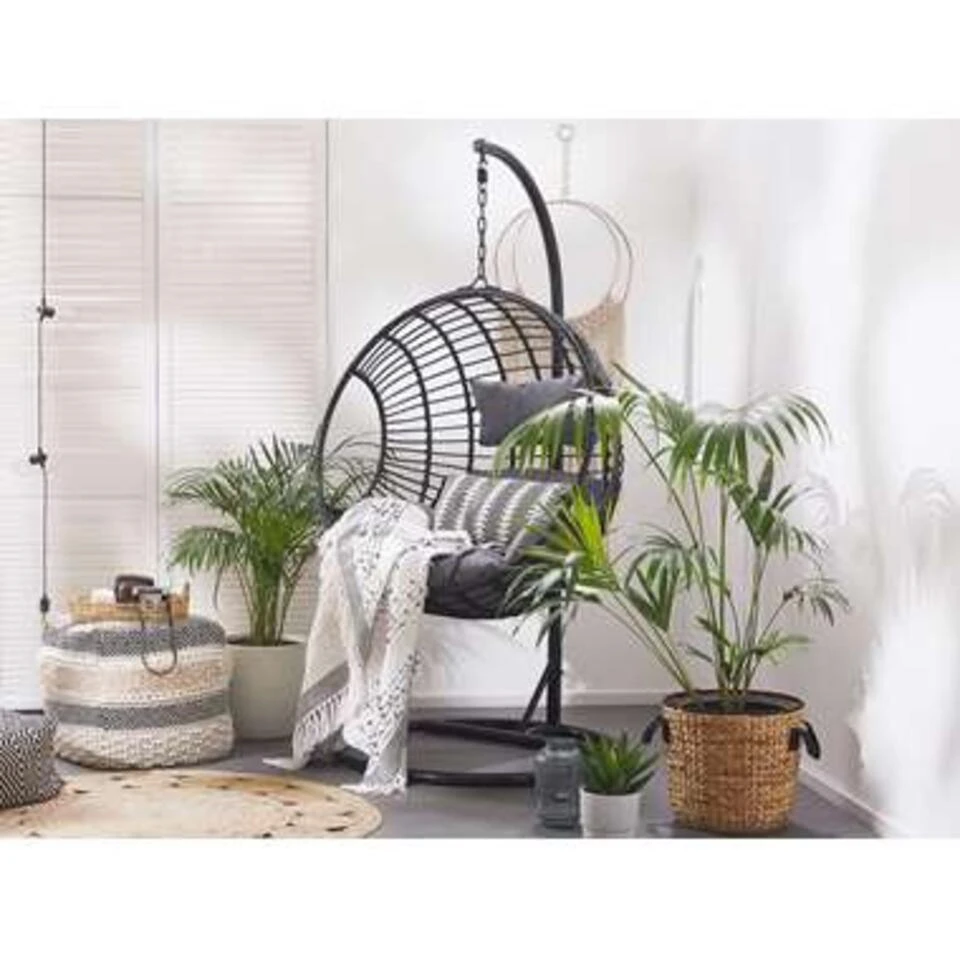 Beliani Hangstoel ASPIO - Zwart Pe Rotan 3 Beliani Hangstoel ASPIO - Zwart Pe Rotan - Afbeelding 3