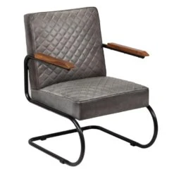 VidaXL Fauteuil Echt Leer Grijs -VIDAXL Winkel 1625525952 0103