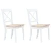 VidaXL Eetkamerstoelen 2 St Massief Rubberwood Wit En Lichthoutkleurig -VIDAXL Winkel 1625632231