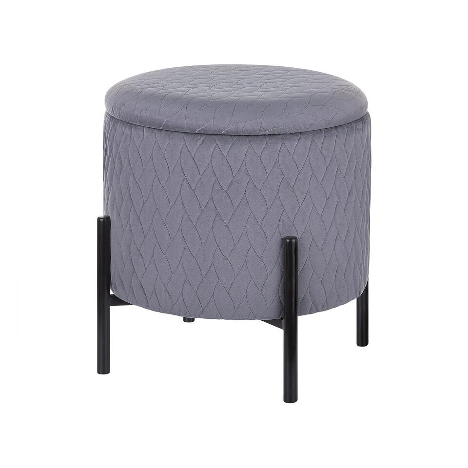 Beliani Hocker WENONA - Grijs Fluweel 1 Beliani Hocker WENONA - Grijs Fluweel