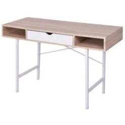 VidaXL Bureau Met 1 Lade Eiken En Wit