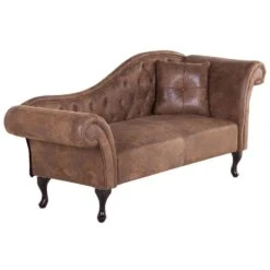 LATTES - Chaise Longue - Bruin - Rechterzijde - Kunstsuède -VIDAXL Winkel 177082a960d84936aecc10dfea76a3dc