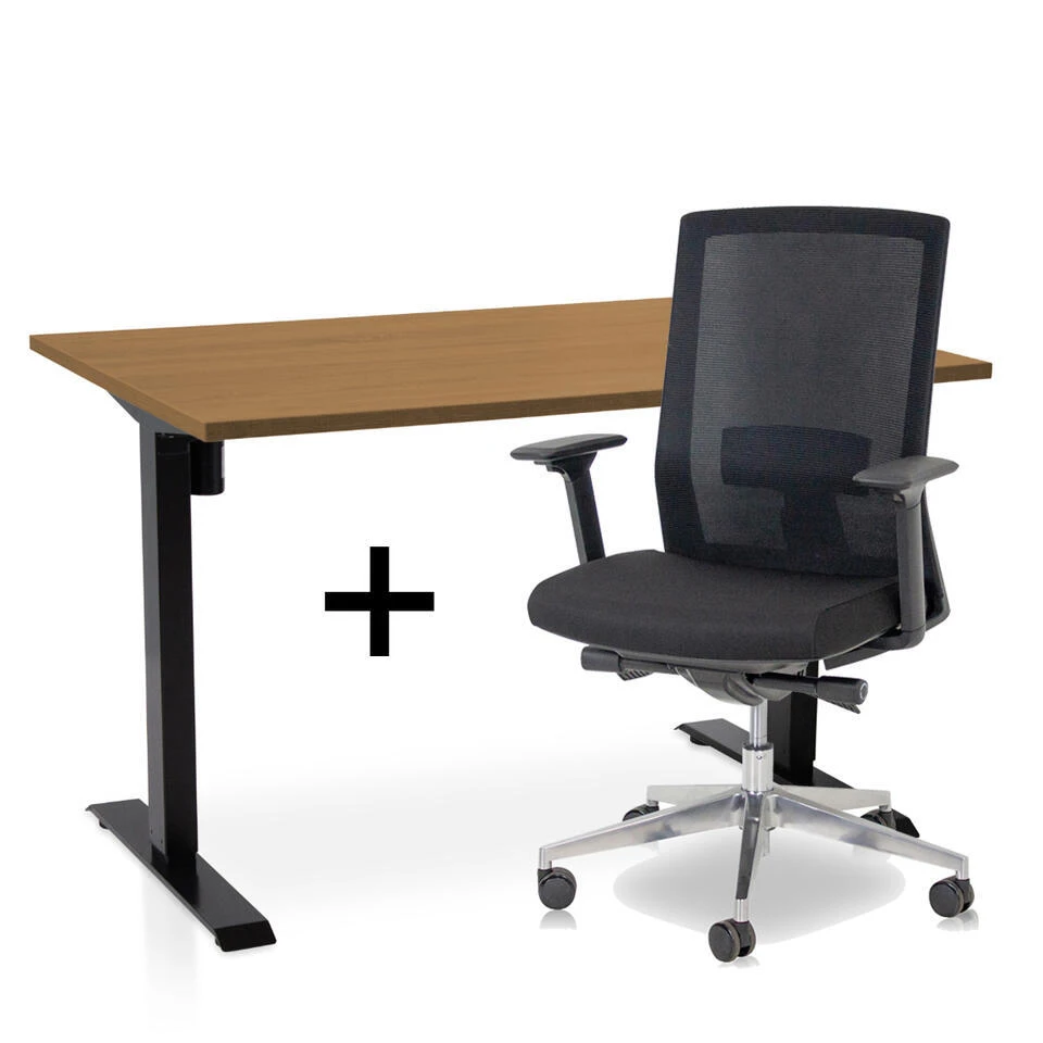 MRC EASY Set - Zit-sta Bureau + Bureaustoel - 140x80 - Havanna 1 MRC EASY Set - Zit-sta Bureau + Bureaustoel - 140x80 - Havanna