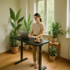 Elektrisch Verstelbaar Bureau - 180x80 Cm - Single Motor - Zwart / Antraciet -VIDAXL Winkel 181af0c2413940adb96855aa60b02d51