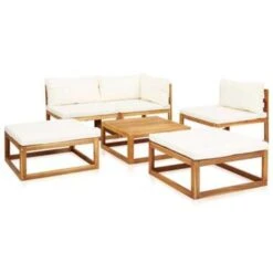VidaXL 6-delige Loungeset Met Kussens Massief Acaciahout -VIDAXL Winkel 1856523529 0102