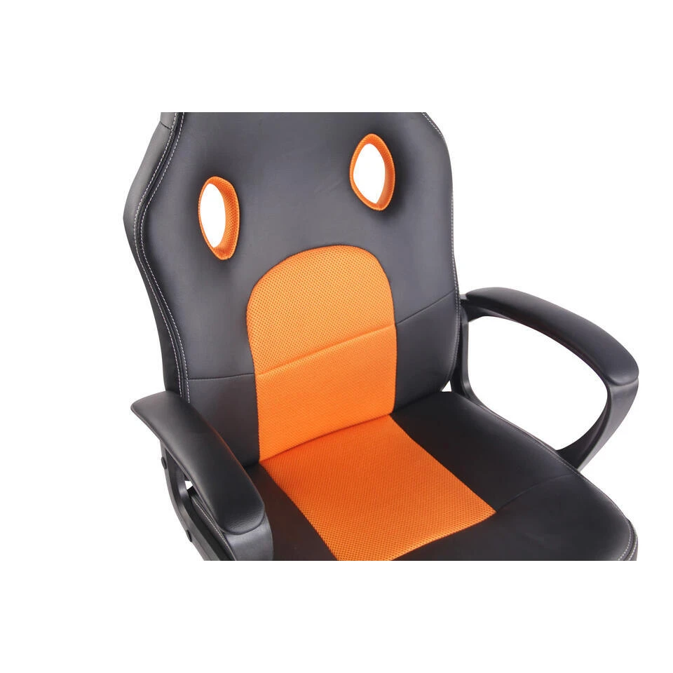 CLP Bureaustoel Elbing Zwart Frame - Kunstleer - Zwart/oranje 6 CLP Bureaustoel Elbing Zwart Frame - Kunstleer - Zwart/oranje - Afbeelding 6