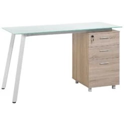 Beliani Bureau MONTEVIDEO - Wit Mdf, Acrylglas