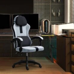 CLP Bureaustoel Miltona Zwart Frame - Stof - Grijs/zwart -VIDAXL Winkel 1aaeef5f53d340de85edde273bcd1687