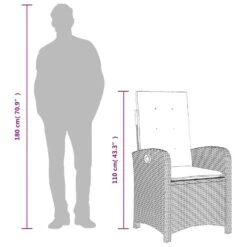 VidaXL - Tuinstoelen Verstelbaar - Grijs - Poly Rattan - 2 Stuks - Met Kussens -VIDAXL Winkel 1b325d3266d1429b91695559d1dbb868