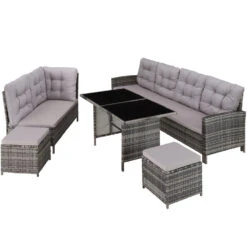 Tectake - Wicker Zitgroep Barletta - Grijs/lichtgrijs -VIDAXL Winkel 1b8c92642ab04b51b45078e52bbb94ea