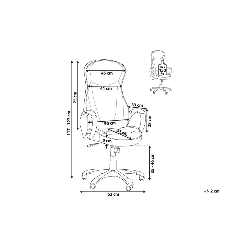 Beliani Bureaustoel FELICITY - Beige Kunstleer 3 Beliani Bureaustoel FELICITY - Beige Kunstleer - Afbeelding 3