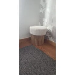 Poef Met Witte Krullen En Houten Basis -VIDAXL Winkel 1d1879eb1552487598c965d2b64fcb8c