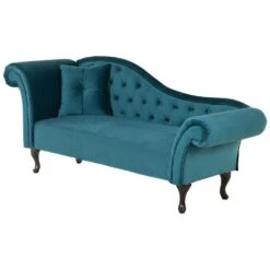 LATTES - Chaise Longue - Blauw - Linkerzijde - Fluweel -VIDAXL Winkel 1ddd158c7c884eb68bdf3c628ee3217f
