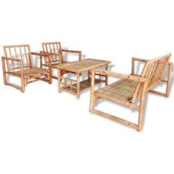 VidaXL 4-delige Loungeset Met Kussens Bamboe -VIDAXL Winkel 1e381b563da1457abe3c64b28baf6748