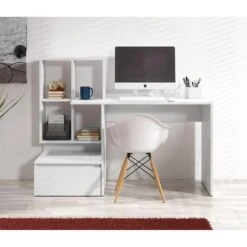 Meubella - Bureau Pierre 2 - Wit - 145 Cm -VIDAXL Winkel 1fc198b296e4415aadaec6af281b18dc