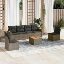 VidaXL Loungeset Voor 6 Met Kussens En Salontafel - Grijs - Poly Rattan -VIDAXL Winkel 1fe75f241e224e178961d86ff11314fe