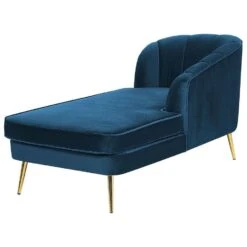 ALLIER - Chaise Longue - Blauw - Linkerzijde - Fluweel -VIDAXL Winkel 1fed9bbaf3d24dcab1ca19cad05c88cd