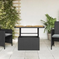 VidaXL - Tuintafel - Zwart - Poly Rattan En Hout - 90 X 55 X 71 Cm -VIDAXL Winkel 2007cc29529c4d3491e2a61265b00fe5