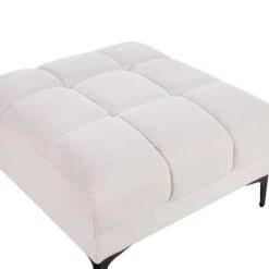 ALNES - Ottomaan - Gebroken Wit - Polyester -VIDAXL Winkel 203e8af808b941299165dcbfd052529c