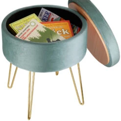 Tectake Hocker Ava Gestoffeerd In Fluweellook 300kg Met Opbergruimte, Turkoois -VIDAXL Winkel 2070458243724d02b97de2e994c4431c