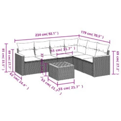 VidaXL 7-delige Loungeset Voor 6 Met Kussens & Salontafel - Grijs - Poly Rattan -VIDAXL Winkel 2231fcfb133b4332b72ec2a88b768a82