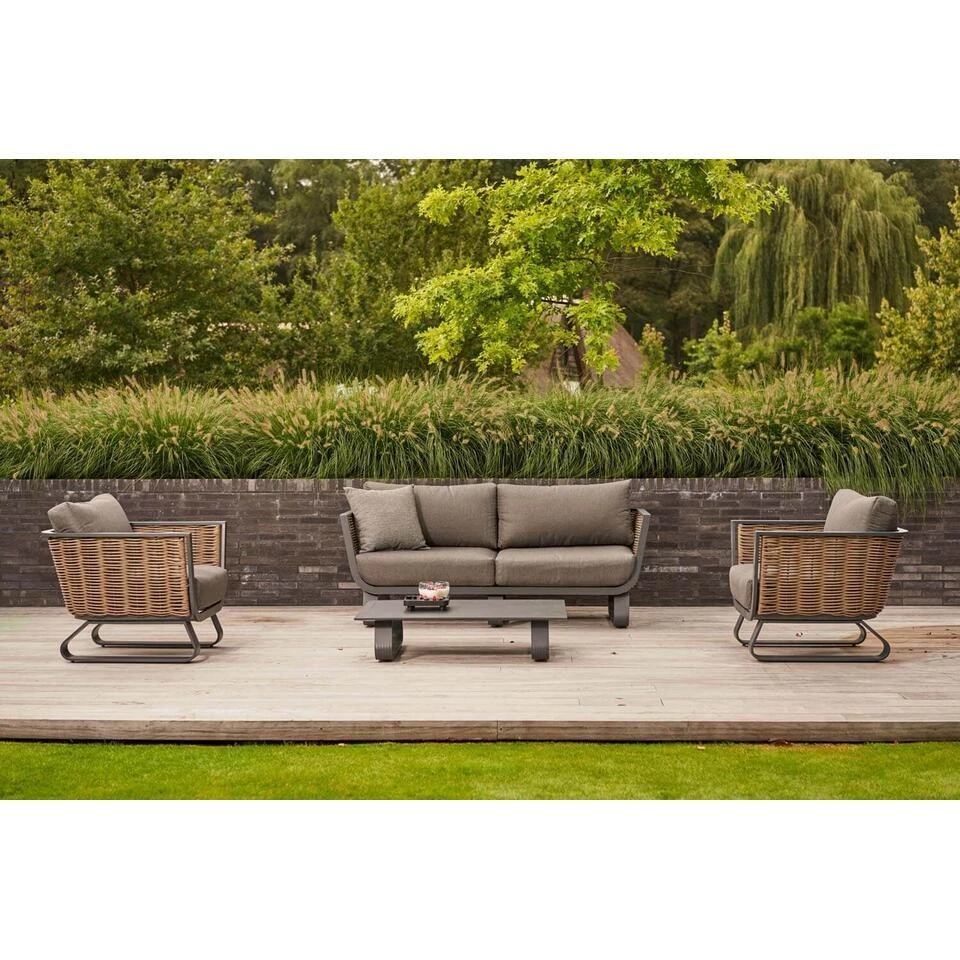 Lounge Tuinbank 2,5-zits Aluminium/wicker Grijs-antraciet Santika Furniture 3 Lounge Tuinbank 2,5-zits Aluminium/wicker Grijs-antraciet Santika Furniture - Afbeelding 3