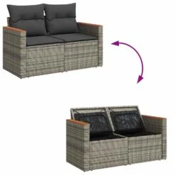 VidaXL 7-delige Loungeset Met Kussens En Verstelbaar Salontafel - Grijs -VIDAXL Winkel 22d98504dd084150bc2800497b660853