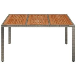 VidaXL - Tuintafel Met Houten Blad - Grijs - Poly Rattan - 150 X 90 X 75 Cm -VIDAXL Winkel 24a27667e9a0476a9d10413cb538588b
