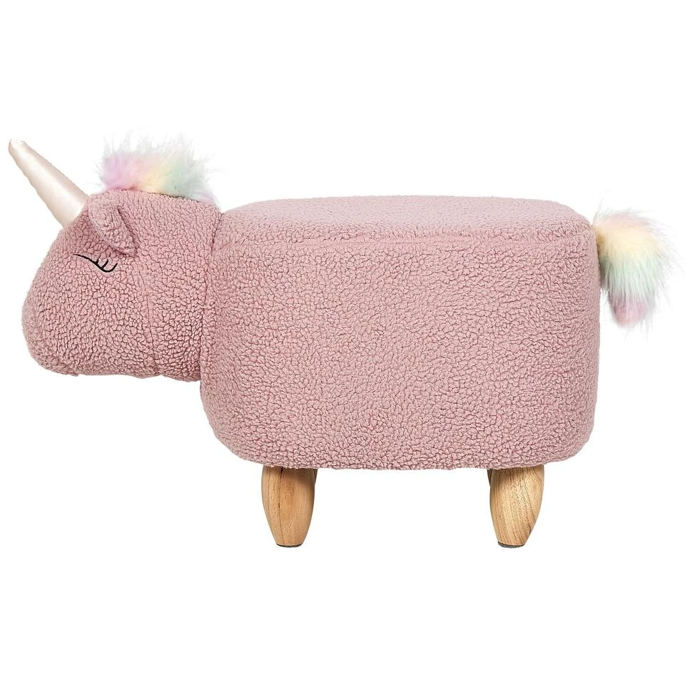 Beliani Dierenhocker UNICORN - Roze Polyester, Katoen 4 Beliani Dierenhocker UNICORN - Roze Polyester, Katoen - Afbeelding 4