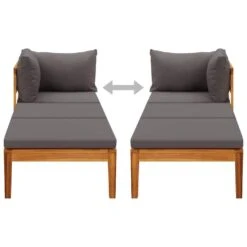 VidaXL - Ligbed Met 1 Armleuning - Grijs - Acaciahout -VIDAXL Winkel 27709cb0b1824cf6aec8107a78c16dfc