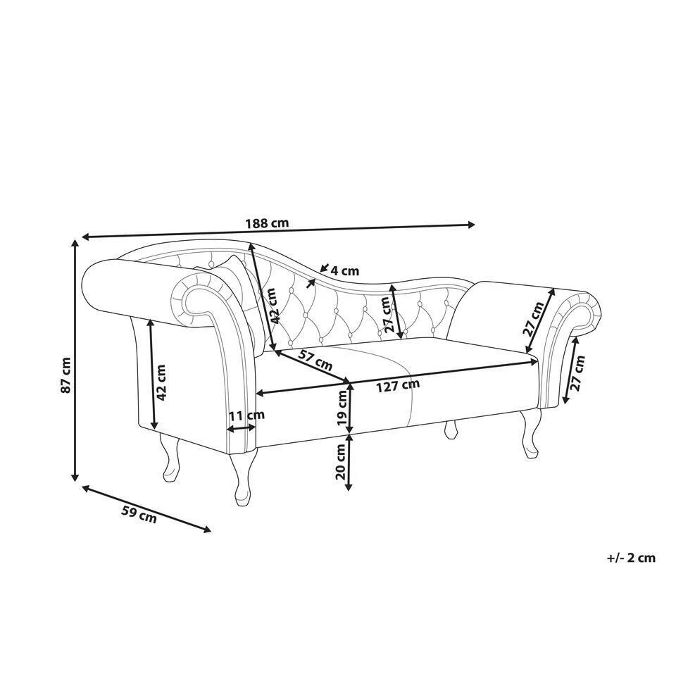 LATTES - Chaise Longue - Grijs - Linkerzijde - Fluweel 3 LATTES - Chaise Longue - Grijs - Linkerzijde - Fluweel - Afbeelding 3