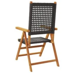 VidaXL - Verstelbare Tuinstoelen - Zwart - Poly Rattan En Hout Zwart - 4 Stuks -VIDAXL Winkel 292af10976ad483b9924247679c2f8a0