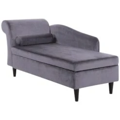 LUIRO - Chaise Longue - Donkergrijs - Linkerzijde - Fluweel -VIDAXL Winkel 2932d0052e3e4f1e809390337568f88e