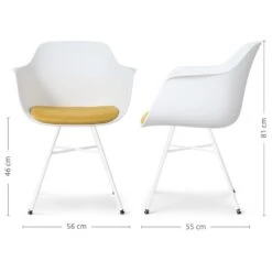 Nolon Noa-Liz Eetkamerstoel Wit - Okergeel Kussen - Witte Poten -VIDAXL Winkel 29c4a1d0c1a44a8ca0246079e65b814d