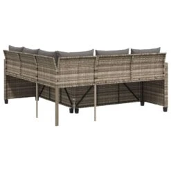 VidaXL - Tuinbank Voor 5 Met Kussens Beige Poly Rattan 3 Stuks -VIDAXL Winkel 2b6301db6d114296909fffd9cfb50738