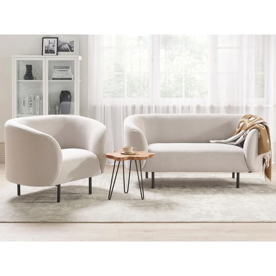 Beliani Zitgroep LOEN - Beige Polyester 2 Beliani Zitgroep LOEN - Beige Polyester - Afbeelding 2