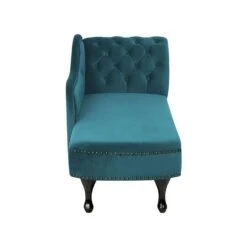 NIMES - Chaise Longue - Blauwgroen - Rechterzijde - Fluweel -VIDAXL Winkel 2d6a9f9371d04adb825efac9822e51cc