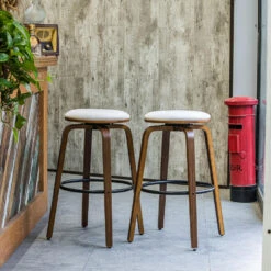 Set Van 2 Barkrukken In Essen En Beige Fluweel -VIDAXL Winkel 2db9b50caff6473588119a014594c4ff