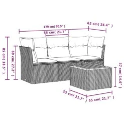 VidaXL Loungeset Met Kussens & Tuintafel Voor 3 Personen - Grijs - Poly Rattan -VIDAXL Winkel 2ea4eb42670e4d9d84df1f290da342a8