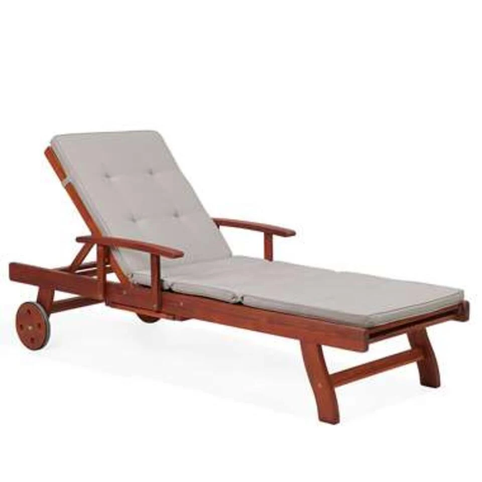 Beliani Tuinligstoel TOSCANA - Beige Acaciahout 4 Beliani Tuinligstoel TOSCANA - Beige Acaciahout - Afbeelding 4